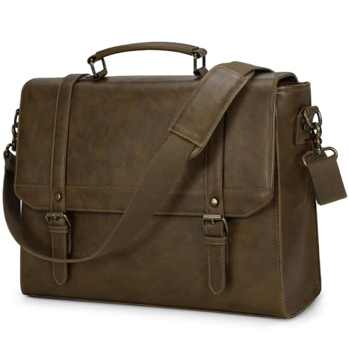 IGOLUMON Vintage Leather Laptop Bag