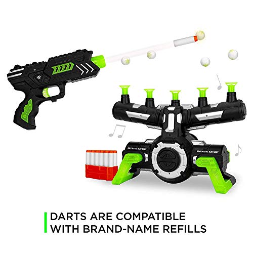 Glow in The Dark Shooting Games,Foam Dart Blasters & Floating Target Set,Flying Ball Shooting Game Toy,Target Practice Toys with Music as Birthday Gift(Black and Green)