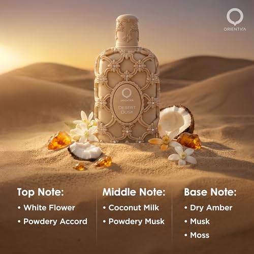Orientica Luxury Desert Dusk Eau De Parfum 80ml – Notes of Powdery Musk, Coconut Milk, Dry Amber, White Flower - Amber Woody Arabic Perfume for Women & Men