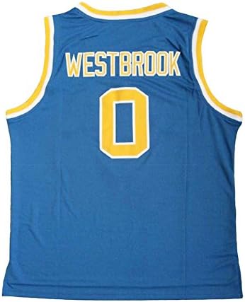 fZoe Basketball T-Shirts Mens UCLA Russel Westbrook #0 Basketball Jersey S-XXL Size White Color (L, Blue)
