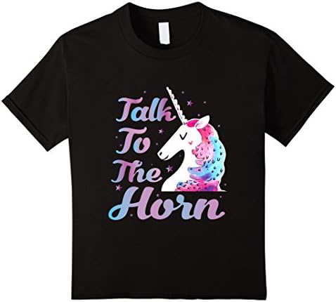 Kids W- Talk To The Horn T-Shirt -Unicorn 8 Black