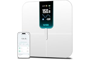 Wyze Scale Ultra, Smart Scale with 4.3" Color Display, Digital Bathroom Scale for Body Weight BMI Muscle Mass Composition, Wi-Fi & Bluetooth Body Fat Scale with Heart Rate- White