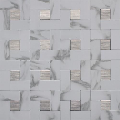 Instant Mosaic 6-03-108 Peel'n'stick Metal Mosaic Wall Tile , 12" x 12"