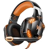 VersionTECH. G2000 Gaming Headset, Surround Stereo Gaming Headphones with Noise Cancelling Mic, LED Lights &amp; Soft Memory Earmuffs for Xbox One, PS4, Nintendo Switch, PC Mac Computer Games- Orange