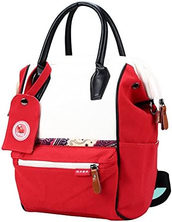 LAGAFFE Women Shoulder bags Casual Vintage Canvas Handbags Top Handle Tote Crossbody Shopping Bags Travel Organizer Multifunctional Bag (Red)