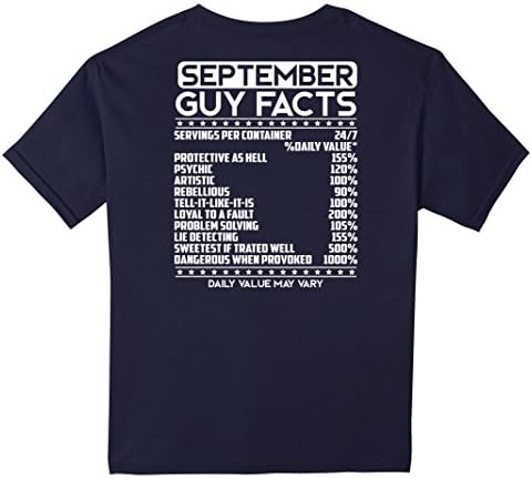 Kids September Guy Facts T Shirt 12 Navy