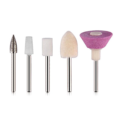 Gracefulvara 5 Bits Electric Nail File Drill Kit Tips Manicure Salon Pen Shape Set