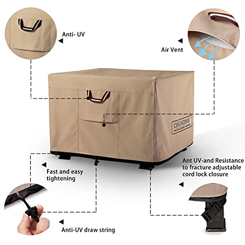 QH.HOME Fire Pit Cover ，36 Inch Heavy Duty 900D Strong TearResistant