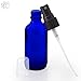 All 4 You Cobalt Blue Boston Round Glass Bottle 2 oz with Black Atomizer - Perfect for Essential Oil Formulas (4 Pieces)
