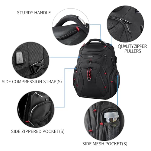 KROSER Travel Laptop Backpack Heavy Duty Computer Backpack with Hard Shell Saferoom RFID Pockets Water-Repellent Business College Daypack Stylish School Laptop Bag for Men/Women