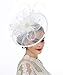 Lucky Leaf Women Girl Fascinators with Hair Clip Hairpin Hat Bowknot Feather Flower Veil Cocktail Wedding Tea Party Hat (8-White)