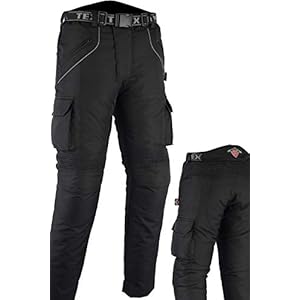 Texpeed heren motorbroek – 4 seizoen cargo Cordura waterdicht CE (EN 1621-1) bescherming – Zwart – Alle maten