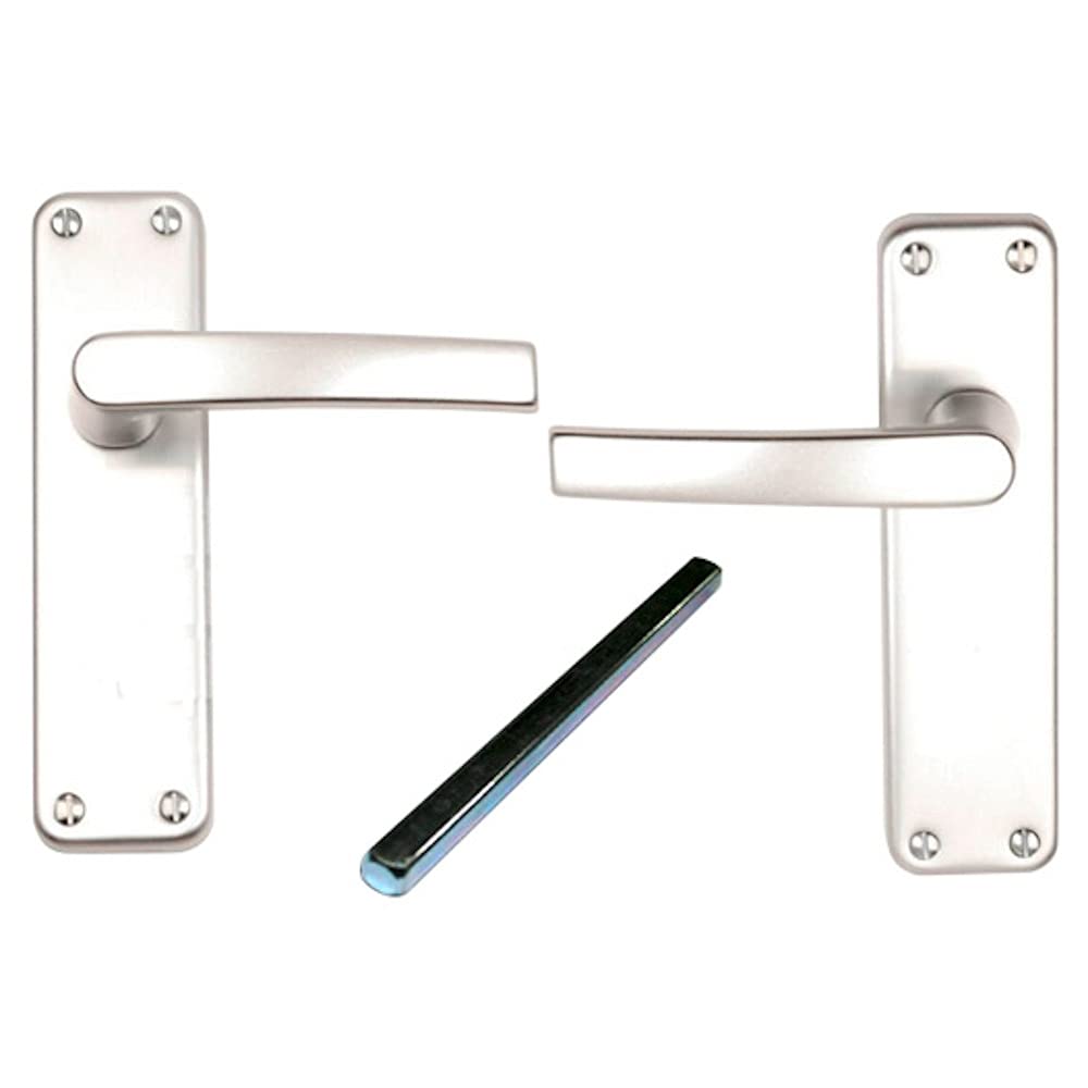 Merriway BH06432 Latch Handle Set Bright Aluminium 150mm, Silver Tone