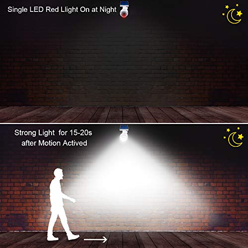 Solar Powered Motion Sensor Security Light Outdoor -BNT 800Lumens 8 LED Spotlight 5-Watt Solar Lights with Red Light Mode Wireless Solar Flood Light for Porch Garden Patio Driveway,Pack of 2 (White)