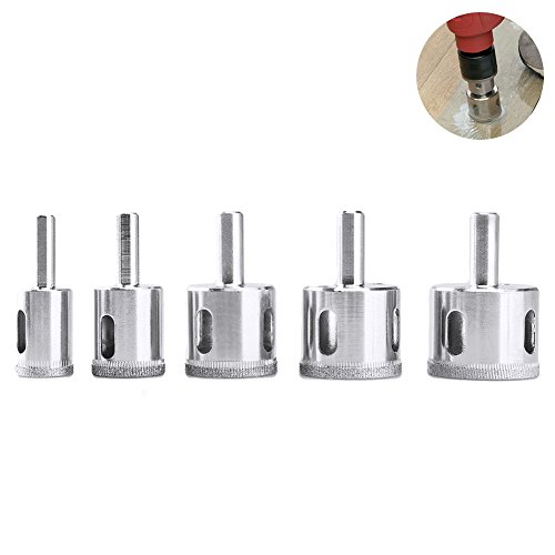 TOOLTOO Diamond Drill Bits Set – Extractor Remover Tools Hole Saws For Glass Tile Ceramic Procelain Acrylic, Pack of 5 0.8''/1''/1.3''/1.4''/1.5''
