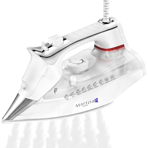 Martisan Steam Iron for clothes, 1800W, Nano Ceramic Soleplate, Dynamic Steam Burst, Precise Thermostat for All Fabrics, Auto-off, Fast Heating, Self-Clean, 4-in-1 Iron, Anti-Drip, Anti-Calc