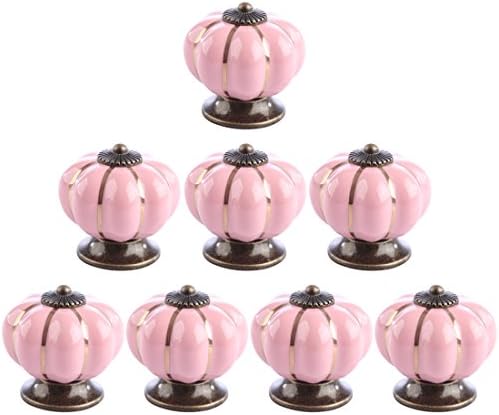 BBDI Ceramics Knob, 8Pcs Pumpkin Pattern Excellent Material Ceramics Door Knob Furniture Handle Drawer Cupboard Kitchen Pull Handle - Pink
