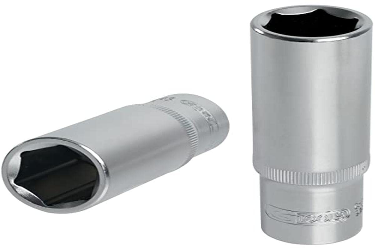 KS Tools 922.3863-3/8-inch Long Hex Socket 13mm Ultimate® Series Chrome Vanadium Satin Chrome Finish