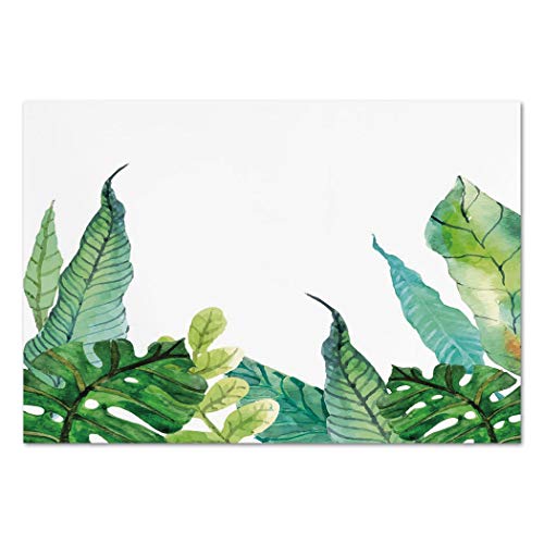 Large Wall Mural Sticker [ Leaf,Watercolor Hand Drawn Image Pandan Banana Fragipani Trees Leaves Decorative,Turquoise Light Blue and Green ] Self-adhesive Vinyl Wallpaper / Removable Modern Decorating