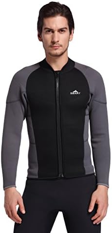 Adult’s 3mm Waterman Wetsuits Dive Jacket Long Sleeve Neoprene Wetsuits Top Keep Warm for Surf