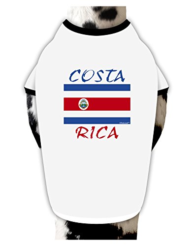 TOOLOUD Costa Rica Flag Dog Shirt White with Black Medium