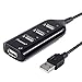 DHB 4 Port Mini USB 2.0 Hub for Laptop PC High Speed 480Mbps Black