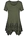 Womens Short Sleeve Printed Flow Tunic Top,Laksmi Scoop Neck Asymmetrical Hem Casual Tee Shirts,OliveGreen Large