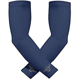 Bucwild Sports Compression Arm Sleeves (Pair) Youth & Adult Sizes Football, Baseball, Basketball, Cycling, Tennis Navy Blue Adult Large