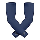 Bucwild Sports Compression Arm Sleeves (Pair) Youth & Adult Sizes Football, Baseball, Basketball, Cycling, Tennis Navy Blue Adult Large