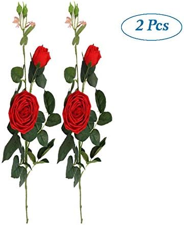 Skareop Artificial Flower Fake Rose Flowers Long Stem Single Flower Branch Bridal Wedding Bouquet Realistic Blossom Flower for Home Garden Party Hotel Office Decor 8 Colors