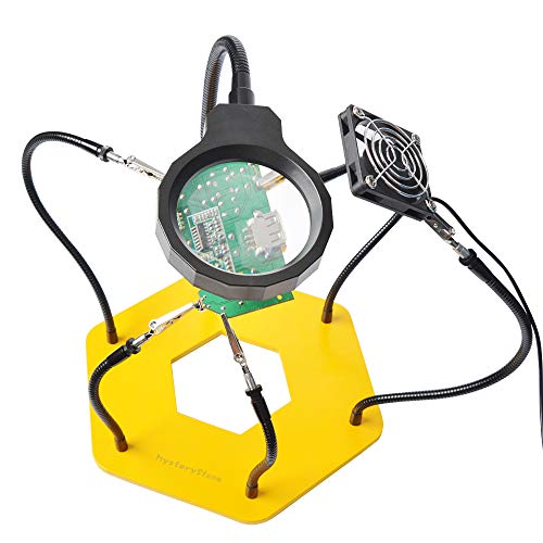 Helping Hands Soldering With LED Magnifier and USB Fan, 3 Brightness LED Third Hand Tool Station with 6 Flexible Gooseneck Arm Heavy Metal Base for DIY Craft Solder Detailed Electronics Repair Jewelry - Thumbnail 3