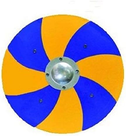 Viking Wooden Circular Shield (Blue & Yellow) - Accessory