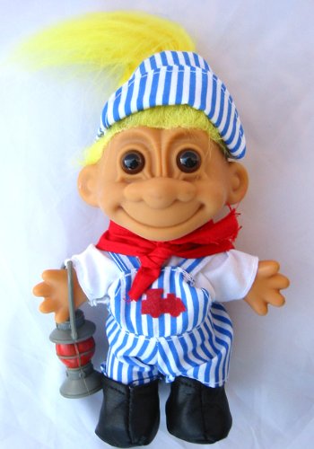 My Lucky Troll Train Conductor Troll Doll (Yellow Hair)