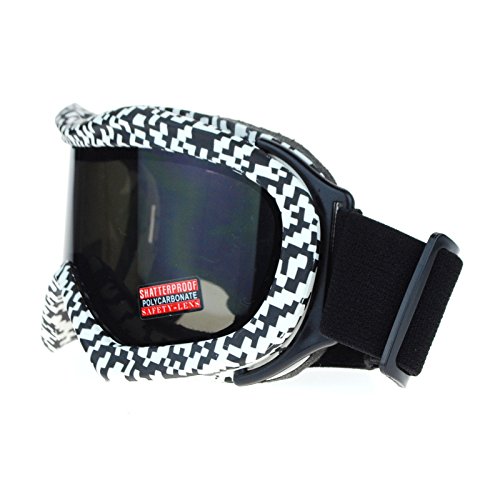 Ski Snowboard Goggles Anti Fog Shatter Proof Black Lens Digital Pixel Print