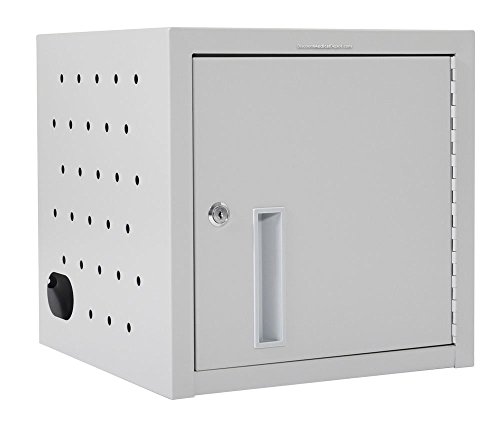 DMD Tablet Charging Box, Wall / Desk Charging Station, Multiple iPad Tablet Charging Station with Locking Security Cabinet, Stores up to 8 Mobile Devices