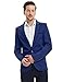 Pishon Men's Slim Fit Suits Casual One Button Flap Pockets Solid Blazer Jacket Business Daily Blazer, Dark Blue, Small