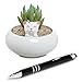 MyGift Mini White Ceramic Cute Cat Ornament Succulent Plant Pot/Small Adorable Kitty Tabletop Decorative Flower Planter Bowls with Rubber Plug, Set of 2