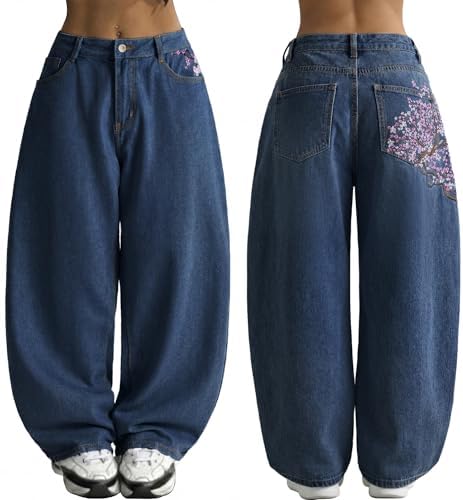 SOLY HUX Women's Wide Leg Jeans Vintage Baggy Denim Pants Casual