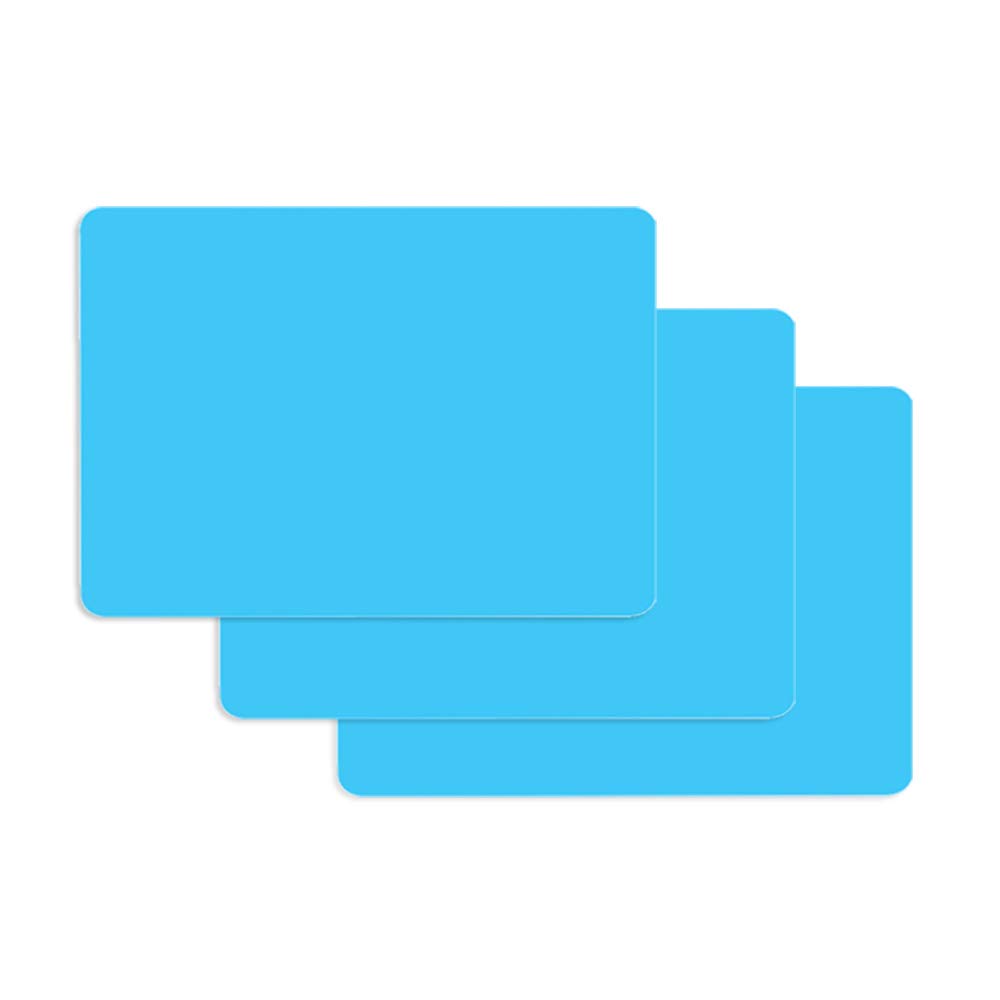 POKALI Large Thicken Silicone Kitchen Table Dining Mat - Heat Resistant Nonskid Table Mat- Food Silicone Place mats for Kids and Babies(19.5''15.5'', Blue)(3pack)