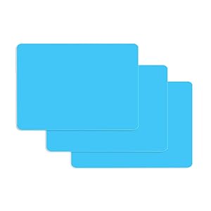 POKALI Large Thicken Silicone Kitchen Table Dining Mat - Heat Resistant Nonskid Table Mat- Food Silicone Place mats for Kids and Babies(19.5''15.5'', Blue)(3pack)