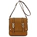 Double Compartment Large Flapover Crossbody Bag (Tan)