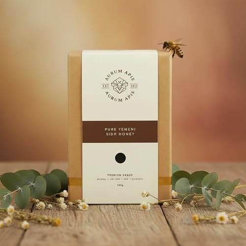Aurum Apis Raw 100% Organic Honey Yemeni Sidr, Unfiltered Raw Honey, Hand Harvested | Non-GMO | Rich Nutrients | Natural Energy Source | Daily Wellness | Healthy Gift - 500g