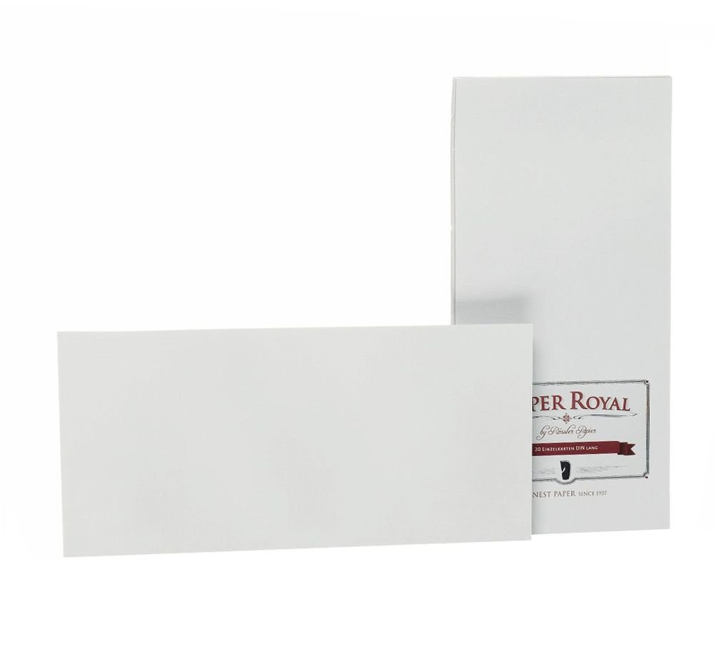 Rössler Papier 2051831170 - Enkele kaart DIN lang, 20 stuks, Papier Royal, geribbeld, ijsgrijs