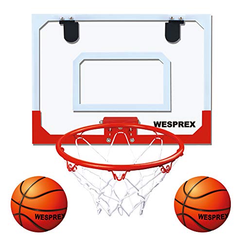 WESPREX Indoor Mini Basketball Hoop Set for Kids with 2 Balls, 16" x 12
