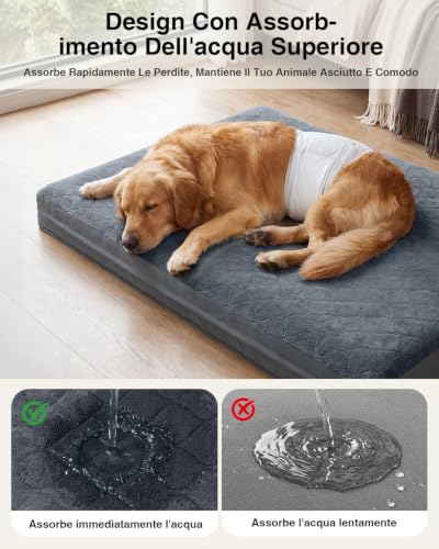 Favodormir Indoor Dog Bed Large Size - 104 x 68 x 8 cm, Waterproof Dog Cushion, Imitation Leather One Side, Double-Sided Dog Bed, Waterproof Cover with, Removable and Washable, Grey