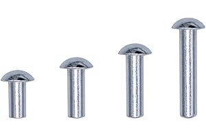 Tutuxio 220pcs M5 Diameter 10mm 14mm 20mm 30mm Length Aluminum Brazier Head Rivets, Solid Universal Head Fasteners for Metal Joint and Boat Repairing