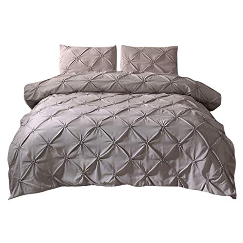 MILIMIEYIK Luxury Bedding Set Modern Striped Cotton Duvet Cover Full 3 Piece Quality Men Boys Comforter Solid Color Quilt Grey - Thumbnail 2