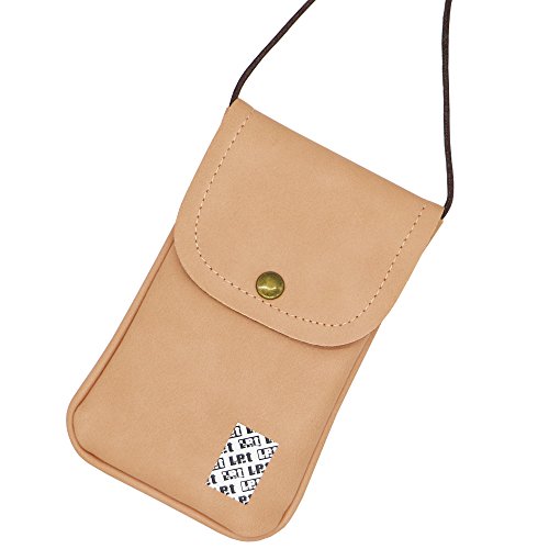 LefRight Casual Fashion PU Leather Cellphone Neck Pouch Bag Credit Card Holder with Adjustable Sling for iPhone XR 6s Plus Galaxy S3 S4 S5 S6 S7 Edge
