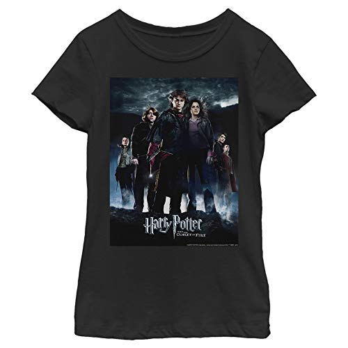 Harry Potter Girl's Potter Goblet Group Poster T-Shirt, Black, X-Large