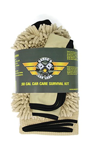 Sarge's Car Care - .50 CAL Car Care Survival Kit - Car Wash Kit Contains - .50 CAL Car Wash Mitt - .50 CAL Car Drying Towel - ( 2 ) .50 CAL Glass Cleaning Towels - Car / RV / Motorcycle Wash Kit - Thumbnail 3